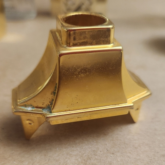 Lot of 3 Vintage Shalimar/Guerlain Dispenser Bottles Gol Case Lattice Early 80's - Picture 6 of 8